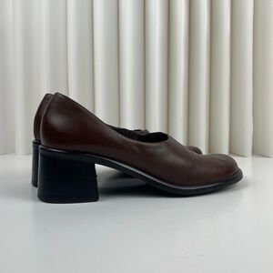 Apostrophe Brown Leather Women's Block Heels